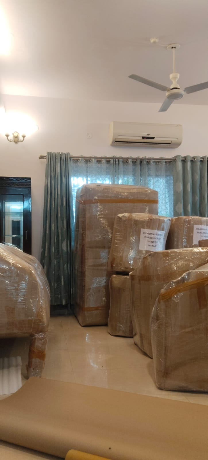 Furniture and appliances professionally packed inside a home